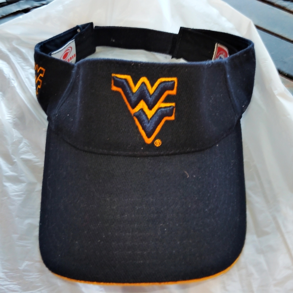 UNIVERSITY OF WEST VIRGINIA UNISEX VISOR BLUE AND GOLD ONE SIZE COLLEGE ACADEMIC